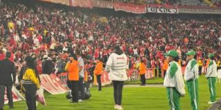 Gestor de Goles en Paz durante partido de Santa Fe.