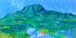 pintura de Maria Cecilia Galindo alusiva a Cerros Orientales de Bogotá
