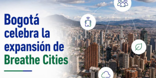 Foto panomárica de Bogotá desde al aire.