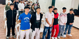Imagen de los deportistas en la ceremonía