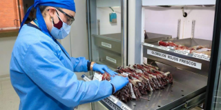 Foto de una doctora administrando dosis de sangre 