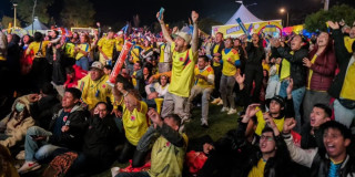 Aficionados celebran partido de Colombia en fanzone de Bogotá con pantallas gigantes distritales