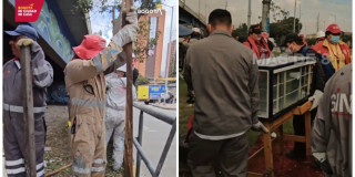 Foto que muestra personas levantando residuos 
