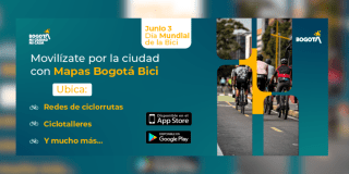 Imagen de la pieza gráfica de Catastro Bogotá que promociona Mapas Bogotá Bici