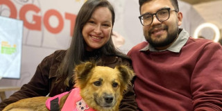 Imagen de referencia de familia bogotana que culmina proceso de adopción responsable en EXPOPET en Bogotá.