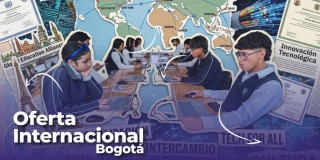 Foto de un grupo de estudiantes en un aula de un colegio en Bogotá.