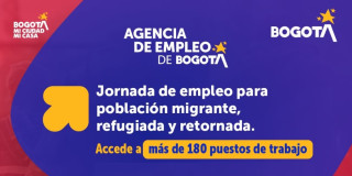 Foto de la Feria de Empleo para migrantes en Bogotá el viernes 24 julio de 2026.