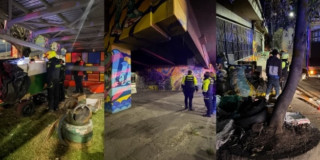 Funcionarios y policía en operativo de recuperación del espacio público. 
