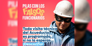 Imagen gráfica con el texto: Pilas con los falsos funcionarios 