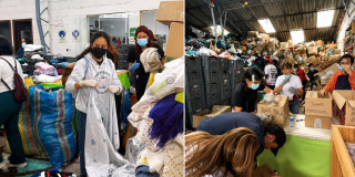 Foto de puntos de donación de ropa usada en Bogotá para damnificados por el terremoto.