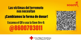 Imagen del QR de la cuenta bancaria de la Cruz Roja para donaciones para damnificados por terremoto en Colombia.