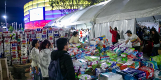 Foto de donaciones adelantadas por ciudadanía bogotana en El Campín