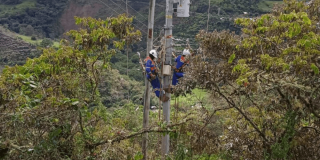 Foto que muestra personas con el uniforme de Enel Colombia realizando labores de mantenimiento