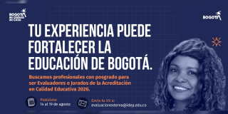 Imagen gráfica con el texto: tu experiencia puede fortalecer la educación en Bogotá 