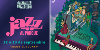 Imagen del cartel promocional de Jazz al Parque 2026 donde se ven en animación varios personajes de esta música.