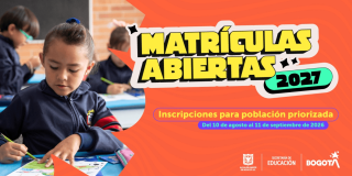 Imagen gráfica con el texto: matrículas abiertas 2027 
