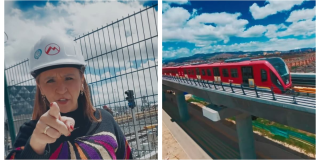 Foto de la La Profe Mónica y de un tren del Metro 