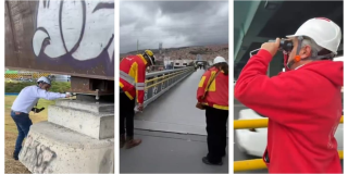 Foto de personal del IDU revisando puentes en Bogotá