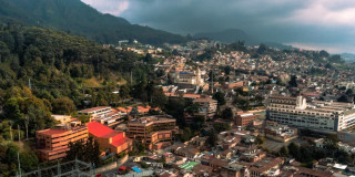 Foto aérea de Bogotá en el centro de la capital.