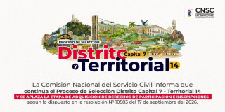 Foto de la CNSC del concurso Distrito Capital 7 y Territorial 14.