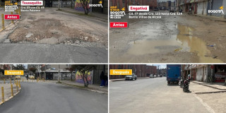 Foto de vías intervenidas y recuperadas en Bogotá.