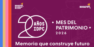 Imagen de poster oficial en letras 20 años IDPC- Mes delM patrimonio 2026