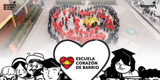Foto que muestra un corazón y el texto escuela corazón de barrio