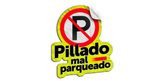 Logo de Pillado Mal Parqueado campaña de Secretaría de Movilidad