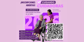Imagen gráfica con el texto: inscripciones abiertas cuidando cuidadoras 