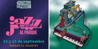 Imagen promocional de Jazz al Parque 2026 donde se ve en una grafica varias personas sobre un piano.