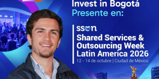 En la foto Sebastián Giraldo de Invest in Bogotá, representante de la ciudad en Shared Services & Outsourcing Week Latin America 