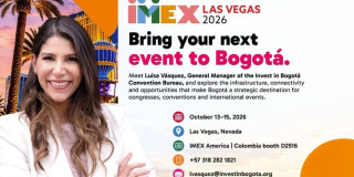 Pieza publicitaría de la participación de Bogotá en IMEX 2026