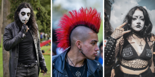Imagen de varios asistentes a Rock al Parque con pintas alusivas al Festial.