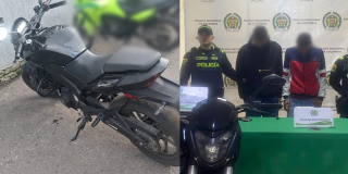 Motocicleta y capturados por hurto de celular en Fontibón