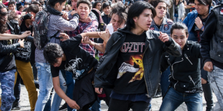 Aspecto de un concierto Rock al Parque. Jóvenes participan.