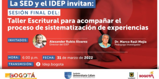 Última sesión del taller escritural del IDEP este 31 de marzo 