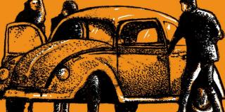 ilustración de un carro con dos personas