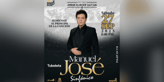 Pieza gráfica del cantante Manuel José con información de su concierto en el Teatro Gaitán.