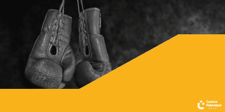 Imagen de dos guantes de boxeo que descuelgan y en la parte de abajo una franja amarilla con el logo del CEFE Chapinero