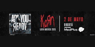 Imagen de fondo negro en la que se encuentra toda la información de este concierto en Bogotá