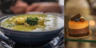 Imagen de un ajiaco y un poste participantes Sabor Bogotá 