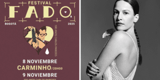 Imagen a la derecha de la cantante Carminho y a la izquierda del cartel promocional del Festival.