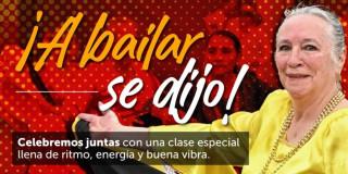 Foto de una mujer con la invitación a esta sesión de baile al aire libre en Bogotá.