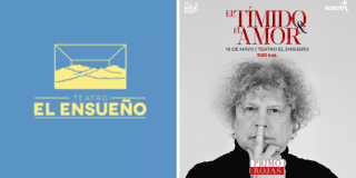 Imagen a la derecha del cartel promocional de la obra y a la izquierda la imagen del actor Primo en escena