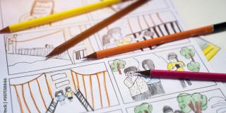 Imagen de encuadres de Storyboard en colores 