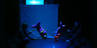 Imagen de los títeres en la puesta en escena.