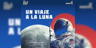 Imagen gráfica con el texto: Un viaje a la luna 