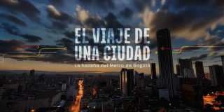 Imagen del cartel promocional del docuemental donde se ve una panorámica de Bogotá de noche.