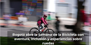 Imagen promocional de la Semana de la Bicicleta en la que se ve un hombre montando en bici.