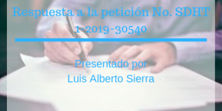 RESPUESTA A DERECHO DE PETICIÓN 1-2019-30540 RESPUESTA A DERECHO DE PETICIÓN 1-2019-30540